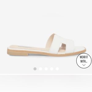 WHITE LEATHER STEVE MADEEN SANDALS SIZE 8